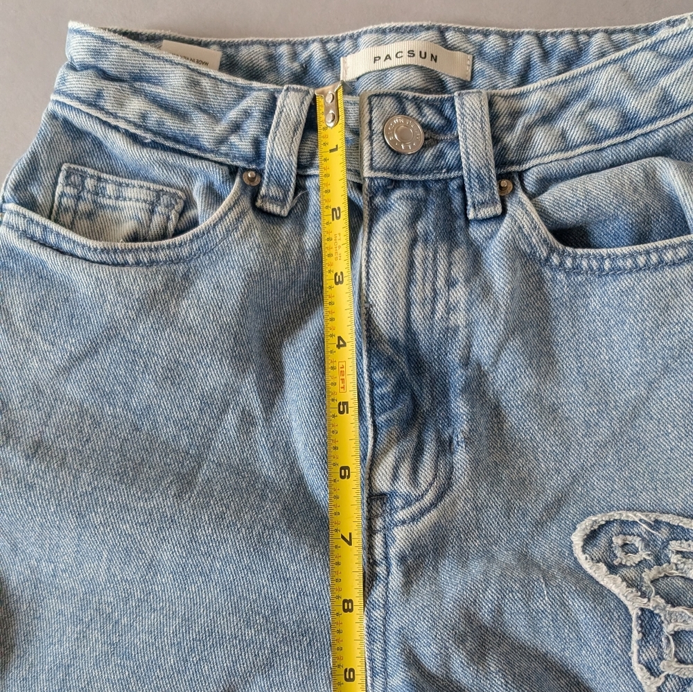 Wide Leg Butterfly Medium Wash Pac Sun Blue Jeans - Picture 10 of 11